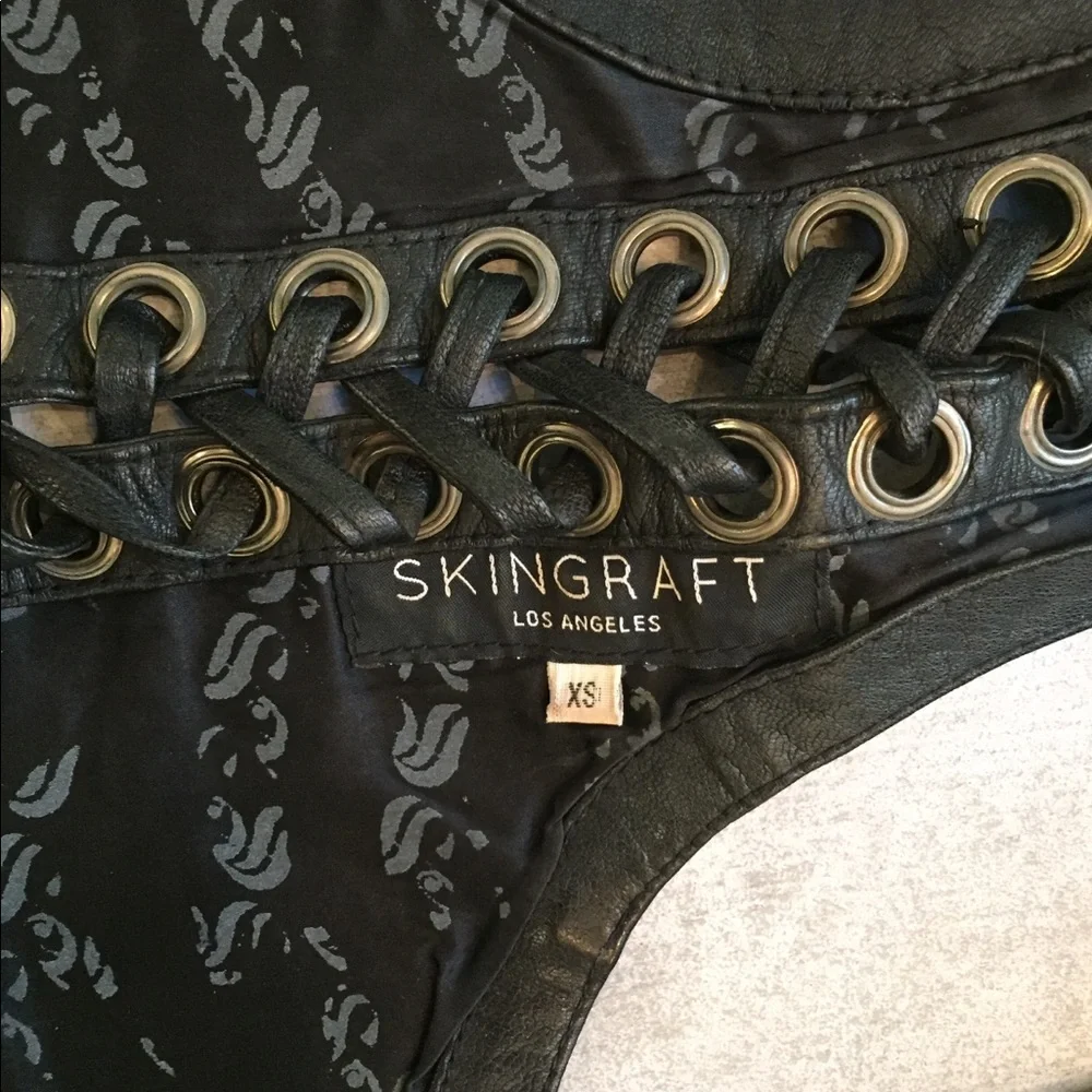 COPY - Skingraft Double Collar Leather Moto Sexy AF Vest - Picture 3 of 8